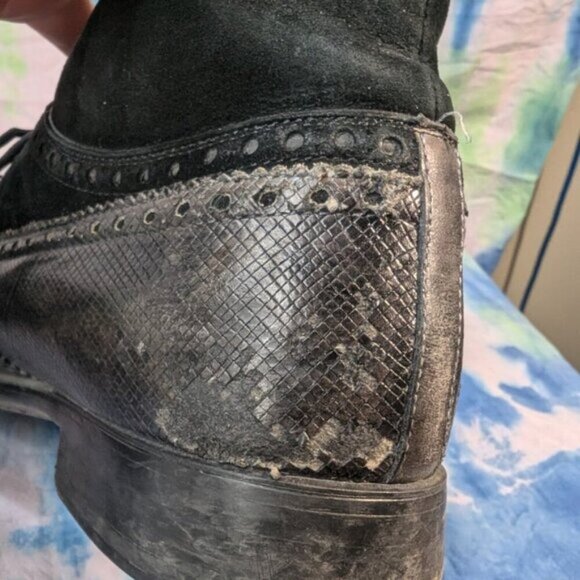 Magnanni Black Leather and Suede Oxford Derby Dress Boots Men Size 42.5 - Picture 6 of 14